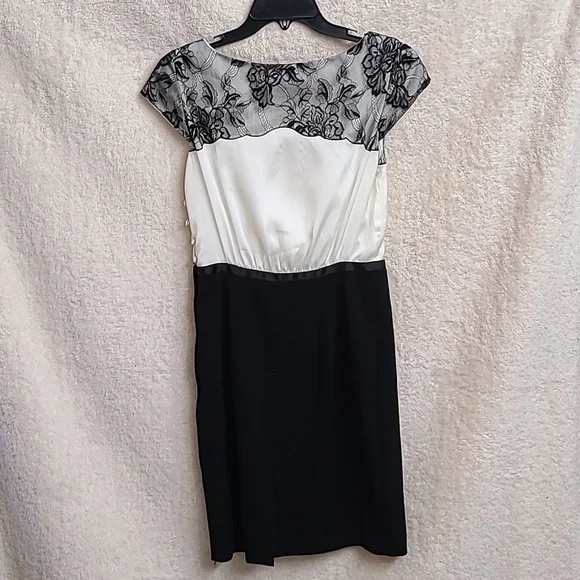 H&M, size 6, cream and black pencil skirt dress - Picture 4 of 6